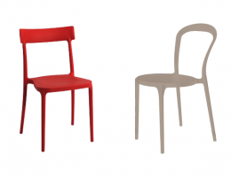 Chaise design LADY P taupe et PLURIMA rouge en polypropylène - SoDezign