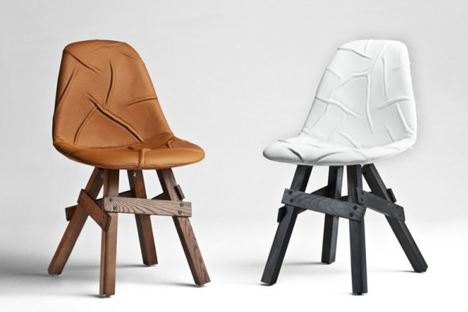 Chaise design LUCINA en cuir piètrement bois - SoDezign