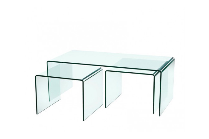 Tertio: Lot de 3 tables encastrables en verre 12mm - SoDezign