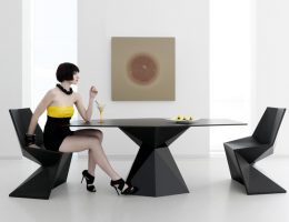 Vertex: Table et chaises design Vondom finition noir mat - SoDezign