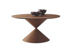 Table de repas avec plateau rond en bois Clessidra - 150 à 180 cm - Design Paolo Vernier - Midj