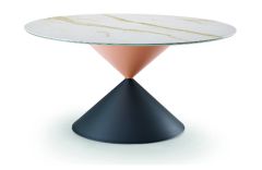 Table avec plateau rond en céramique Clessidra - 150 cm - Design Paolo Vernier - Midj