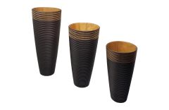 Vases avec rayures circulaires beautés noirs - lot de 3 - Malagasy collection - Design by Caruso Création
