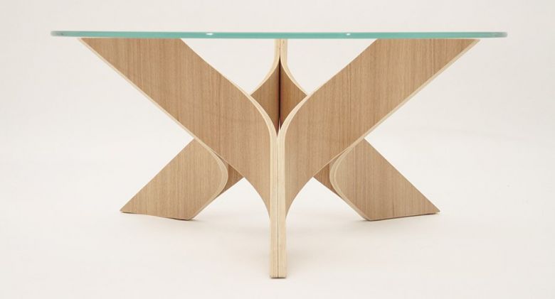 Table Basse Ronde Design Astoria - Chêne / Noyer - Diamètre 90 cm